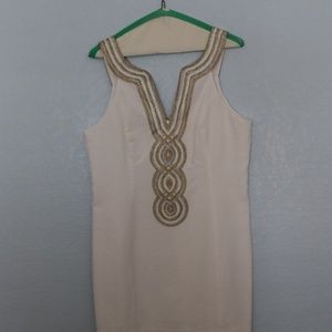 Lilly Pulitzer Valli Shift Dress - White and Gold - Size 12